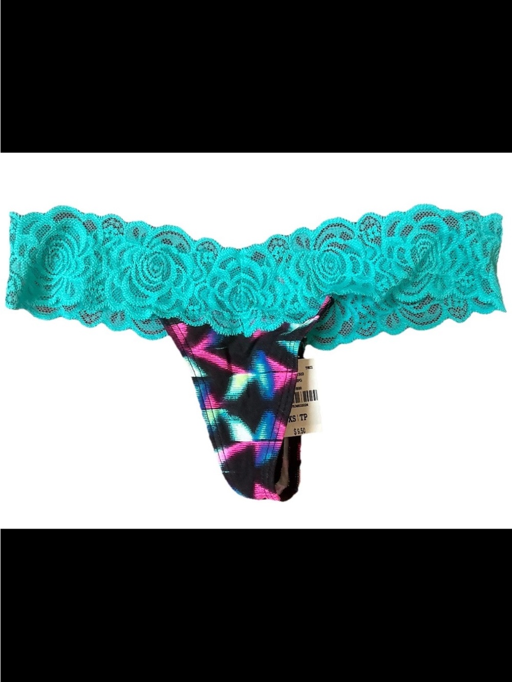 Victoria’s Secret PINK Turquoise Lace Thong Panty XS NWT